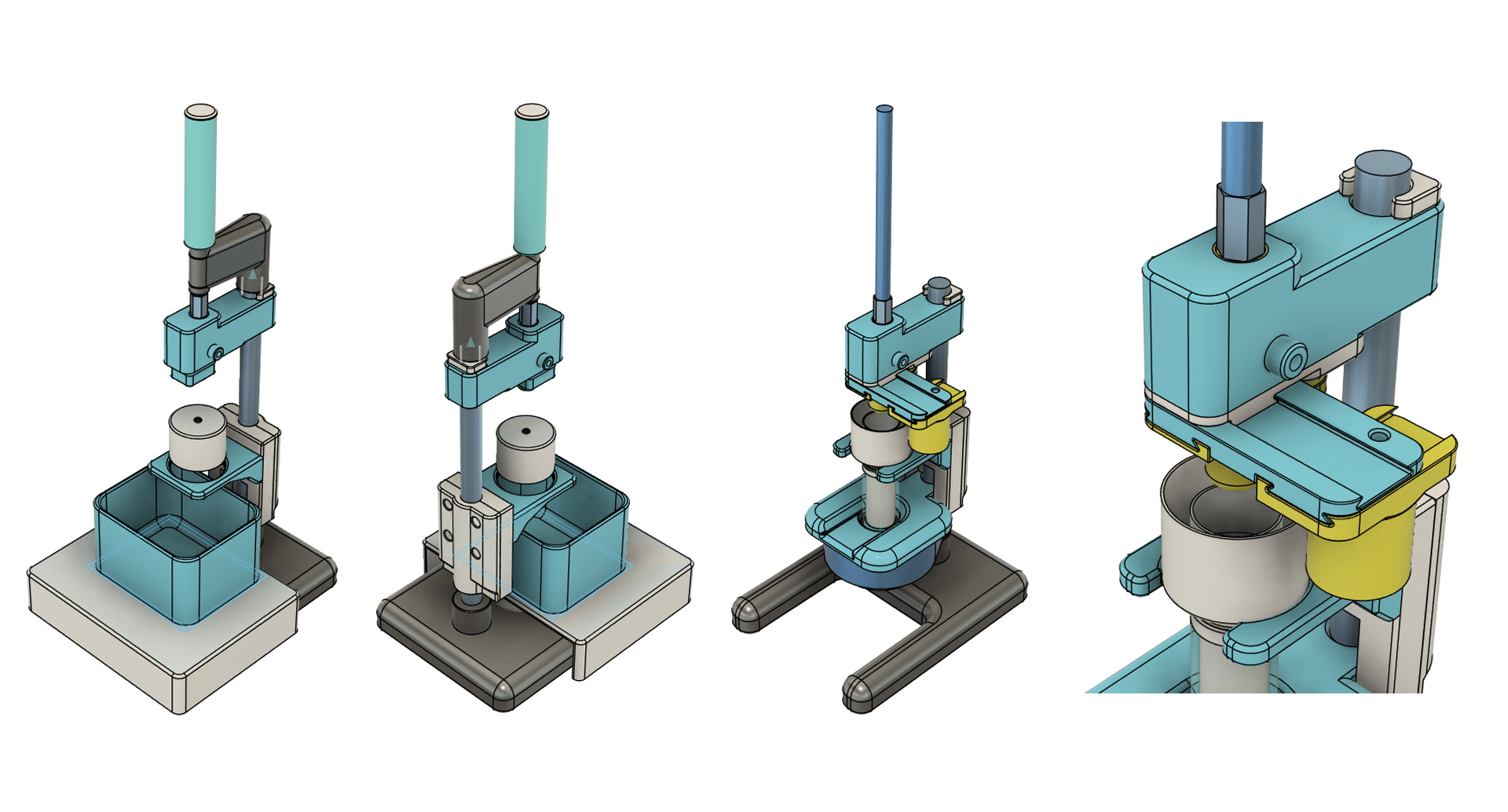 Vues 3D d'une machine de production conçue par Pandata
